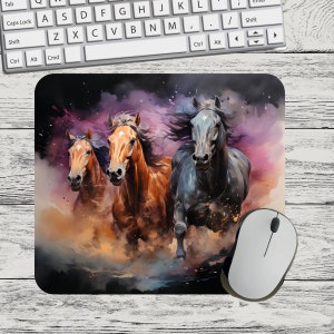 3 Horses Galloping Mouse Pad Sublimation Square Round Mouse Pad Template Digital Mouse Pad PNG Sublimation Mouse Pad PNG Horse PNG