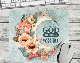 With God Celestial Moon Floral Flower Mouse Pad Sublimation Square Round Mouse Pad Template Digital Mouse Pad PNG Sublimation Mouse Pad PNG