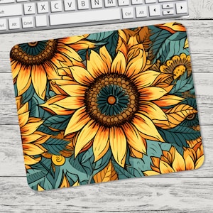 Southwest Sunflower Floral Flower Mouse Pad Sublimation Mouse Pad Template Digital Mouse Pad PNG Sublimation Mouse Pad PNG