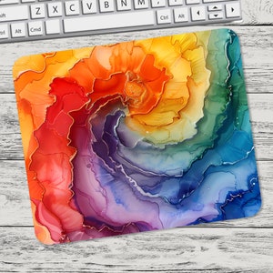 Rainbow Tie Dye Swirl Mouse Pad Sublimation Design, Mouse Pad Sublimation, Square Mouse Pad, Template, Digital Mouse Pad PNG, Tumbler