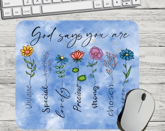 Church Religious Christian God Says Flower Mouse Pad Sublimation Square Mouse Pad Template Digital Mouse PNG Sublimation Mouse Pad PNG