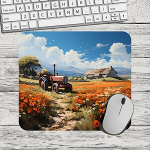 Old Tractor On Farm Mouse Pad Sublimation Square Round Mouse Pad Template Digital Mouse Pad PNG Sublimation Mouse Pad PNG Tractor PNG