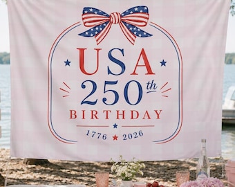 Tapiz del 250 aniversario de EE. UU., telón de fondo para fiesta patriótica, tapiz americano, decoración del 4 de julio, Día de la Independencia, decoración para barbacoa