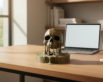 Low Poly Skull Lamp Stand Memento Mori Decor – LED Light Base – Gothic Home Decor – Modern Skull Sculpture Stoicism Stoic