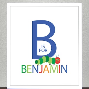 Wall art for kids, Personalized name print - 8x10 - The Hungry Caterpillar