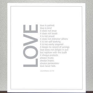 5x7 LOVE bible verse 1 Corinthians 13:4-8 image 1