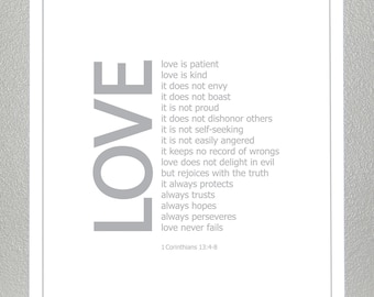 5x7- LOVE -  bible verse - 1 Corinthians 13:4-8