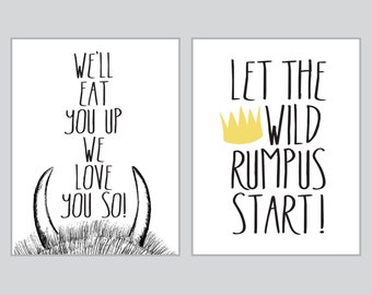 We'll Eat You Up - Where the wild things are - Set of Two 8x10 prints
