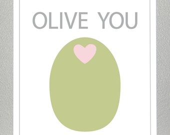 Nursery wall art - Olive You -  8x10 print