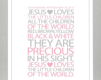 Baptism gift - Jesus loves the children  - Print