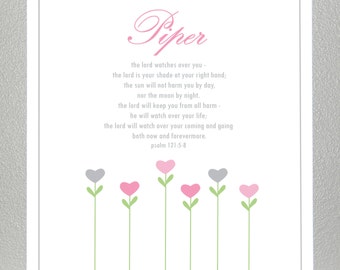 Christening Gift - Bible Verse - Psalm 121: 5-8 - with custom name