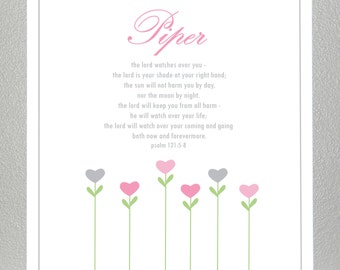 Baptism gift - Bible Verse - Psalm 121: 5-8 - with custom name