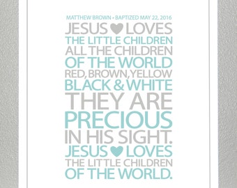 Baptism gift - Jesus loves the children  - Print