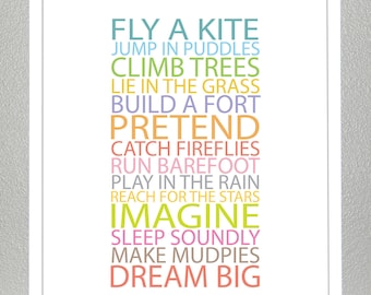 Kids wall decor, Inspiration quote prints for children - BE A KID - 8x10 Poster