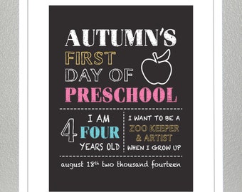 First Day Of School Sign - Personalized - Printable 8x10 PDF