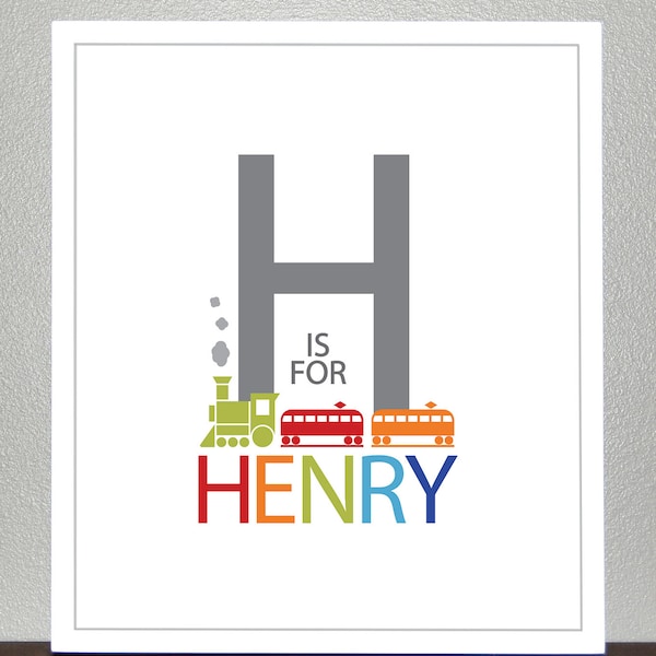 Train Wall Art, kids personalized name print - print