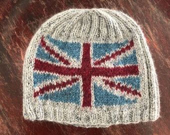 Union Jack Beanie Pattern - Digital Download - Knitting Pattern - England - British Patriotism - Red, White, and Blue 2020 Olympics Brexit