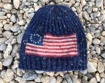 Betsy Ross Beanie Pattern - Digital Download - Knitting Pattern - USA - American Patriotism - Stars and Stripes - Red, White, and Blue 2020