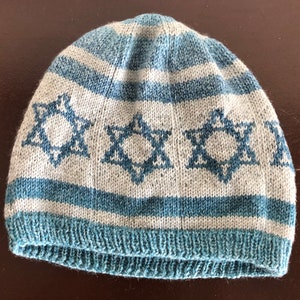 Israeli Beanie - DIGITAL DOWNLOAD Knitting Pattern - Stranded colorwork - Knit Hat Winter Hanukah Chanukah - Israel Holy Day Torah Jewish