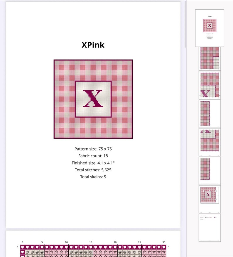 Needlepoint X Pattern Pink X Needlepoint Stitch Chart - Etsy