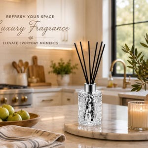 Luxury Diamond Cut Glass Reed Diffuser | Flame-Free Home Fragrance 150mL