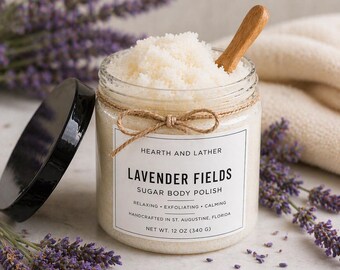 Lavender Fields Sugar Scrub | Exfoliating Body Scrub | Calming Skin Care | Spa Gift | 12 oz