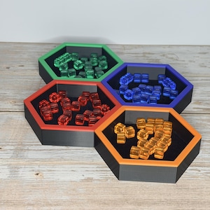 Magnetic Hexagon Board Game Token Organizer Tray - 4 Pack