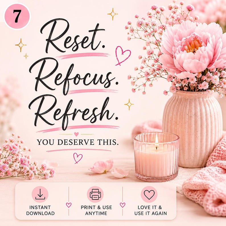 Gentle Reset Planner for Moms | Printable PDF | Self Care Planner ...