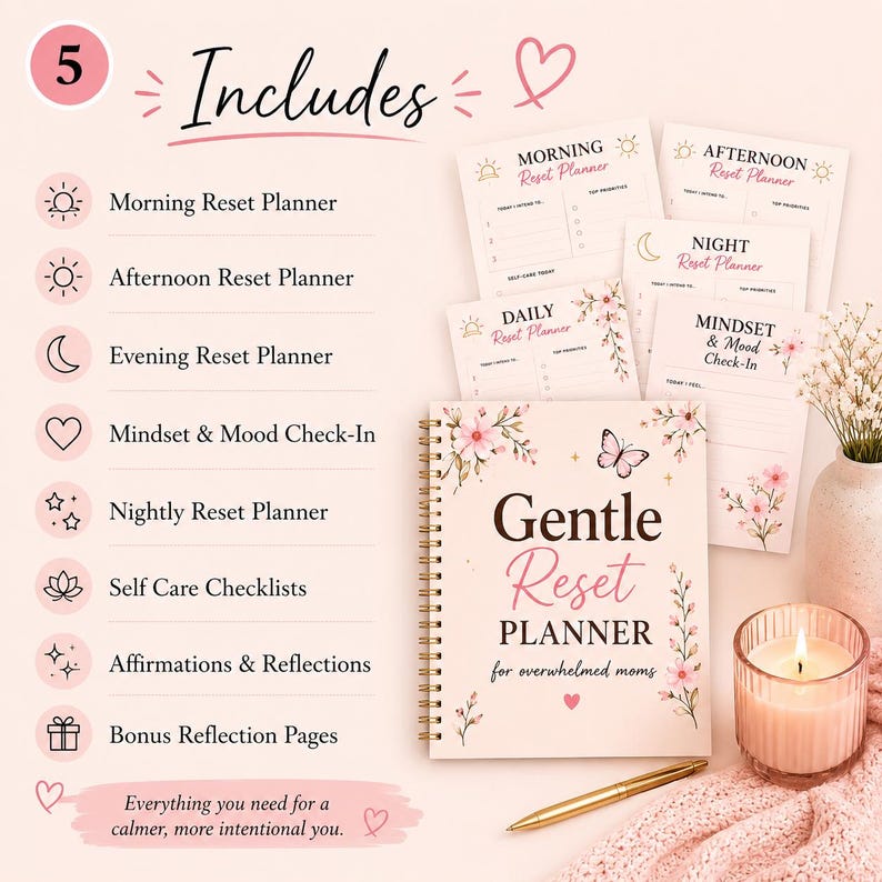 Gentle Reset Planner for Moms | Printable PDF | Self Care Planner ...