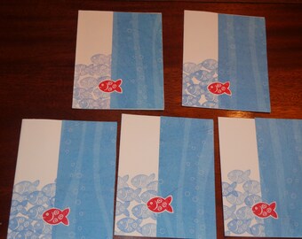Set of 5 Fishy note cards