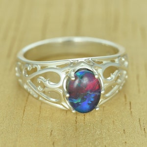 Witchy Art Nouveau Heart Opal Ring Celtic Gothic Wedding Ring Wicca Love Anniversary Ring R2255-925