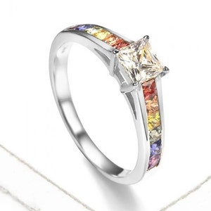 Ready to Ship - Rainbow Sapphire Ring in 925 Sterling Silver Band, Natural Sapphire Ring, Black Friday Sale rings for women, Cyber Week Sale