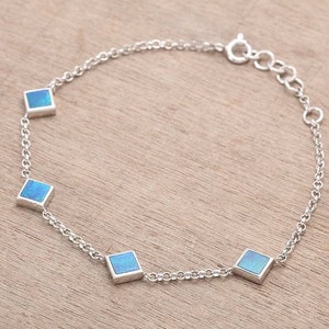 Adjustable Bracelet Women Opal Vintage Jewelry in Sterling Silver Boho Beach Bracelet 3.71 Grams BRC1995-2-925