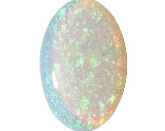 Solid Crystal Opal, Semi Transparent Gemstone, 6.01 Carat, Natural Opal GIA Certified 2020, Glittery Green Necklace Cabichon, 1868A001