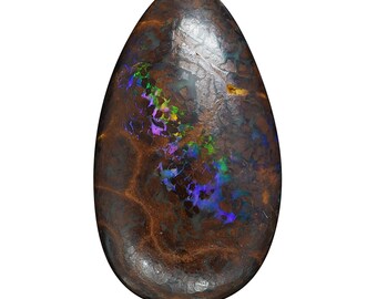 Australian Solid Matrix Opal Pear cabochon, pendant-making stone, 5.31 carats, blue, brown necklace stone 3002H006