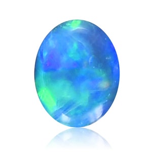 Australian Opal Doublets, 0.85 Carat, Hot Blue Green Oval Gemstone Cabochon, Semi-precious necklace stone 3042F009