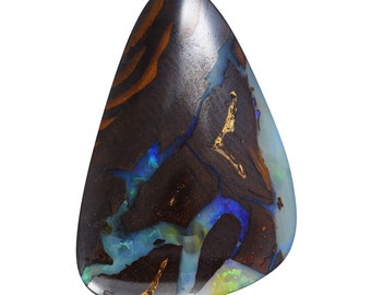 Australian Solid Matrix Opal Freeform cabochon, pendant-making stone, 10.47carats, brown, blue, white necklace stone 3002H004