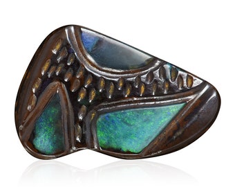 Australian Solid Matrix Opal Freeform, pendant-making stone, 21.25 carats, polished opal, blue, brown, green necklace stone 3002I003