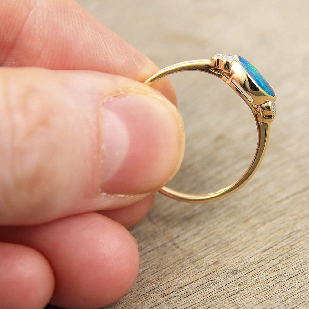 Australian Black Opal Engagement Ring Unique Promise Rings Etsy