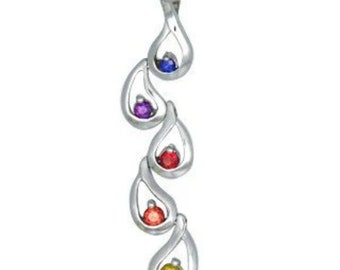 Ciondolo Journey in argento sterling 925 con zaffiro arcobaleno – Collana con gemma multicolore P392-925