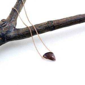 Rose Gold Strawberry Quartz Necklace 14K Vermeil 14 Carat Natural Crystal CP69