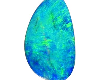 Australian Opal Doublet Freeform cabochon, pendant-making stone, 2.07 carats, blue, green necklace stone 3034B002