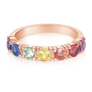 Rose Gold Goddess Ring Natural Rainbow Sapphire Angelic Ring 1.5 Carats Mid-century Rainbow Crown Ring in 18K 14K R1820-RG