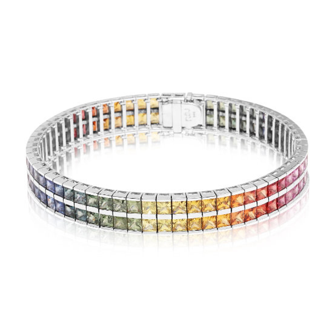 Party Wear 925 Silver Rainbow Moonstone Bracelet 35 Gm