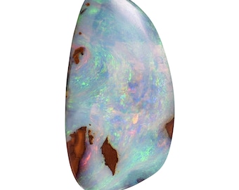 Australian Solid Boulder Opal Freeform, pendant-making stone, 5.39 carats, polished opal, blue, green , brown necklace stone 3001DD001