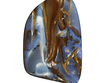 Australian Solid Matrix Opal Freeform cabochon, pendant-making stone, 29.18 carats, polished opal, blue, brown necklace stone 3002I001