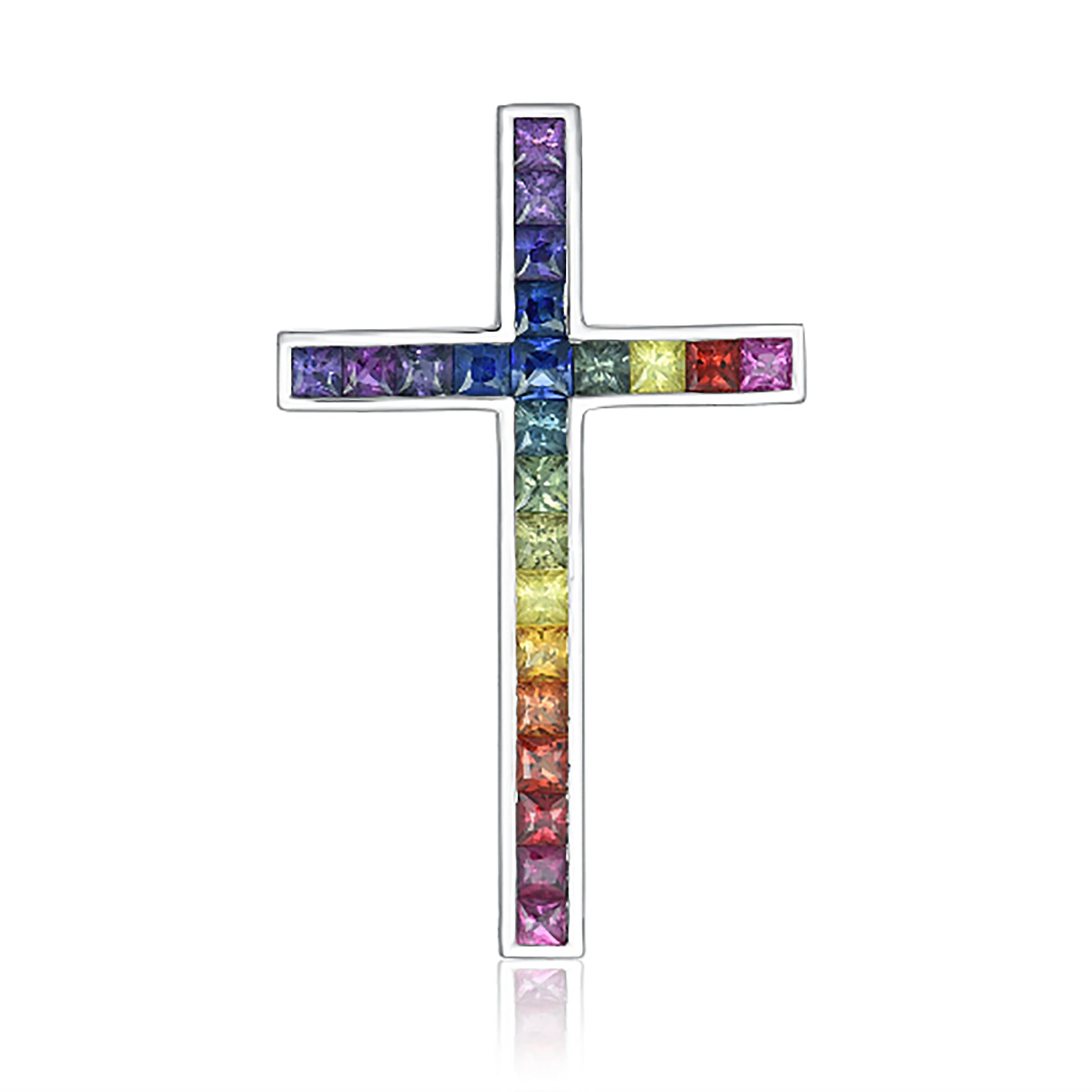 Rainbow cross shop necklace