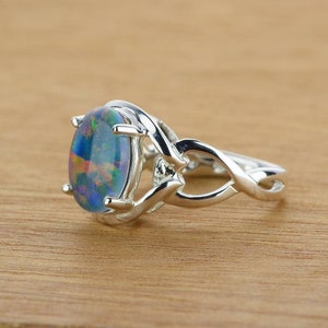 Large Opal Gold Ring Black Opal Statement Ring Australian Opal ...