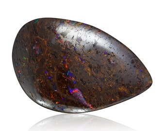 Matrix Opal, Pear cabochon, pendant-making stone, 16.71 carats, polished opal, blue, red, brown necklace stone 3002G001