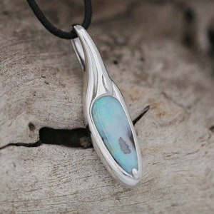 Opal Dangle Pendant Necklace Pastel Stone Australian Opal Bohemian Style 3.83 Carat P1861B025_925